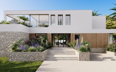 Villa in Sol de Mallorca with 5 bedrooms, a pool, a garden, and private terraces. Newly built in an exclusive area, ideal for year-round enjoyment.